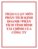 THẢO LUẬN MÔN PHÂN TÍCH KINH DOANH:“PHÂN TÍCH TÌNH HÌNH TÀI CHÍNH CỦA CÔNG TY