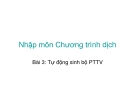 Nhập môn Chương trình dịch - Bài 3