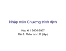 Nhập môn Chương trình dịch - Bài 8