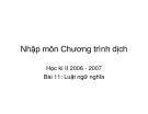 Nhập môn Chương trình dịch - Bài 11