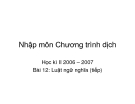 Nhập môn Chương trình dịch - Bài 12