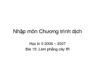 Nhập môn Chương trình dịch - Bài 15