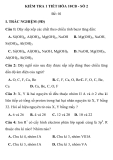 Đề kiểm tra 1 tiết Hoá 10 căn bản - THPT Bắc Yên Thành