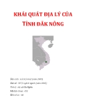 KHÁI QUÁT ĐỊA LÝ CỦA TỈNH ĐĂK NÔNG