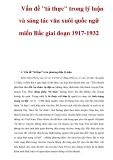 Vấn đề "tả thực" trong lý luận và sáng tác văn xuôi quốc ngữ miền Bắc giai đoạn 1917-1932