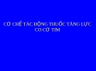 CƠ CHẾ TÁC ĐỘNG THUỐC TĂNG LỰC CO CƠ TIM