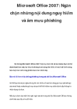 Microsoft Office 2007: Ngăn chặn những nội dung nguy hiểm và âm mưu phishing  