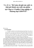 BẢNG TÓM TẮT ĐỀ TÀI Tên đề tài: “Kế toán chi phí sản xuất và tính giá thành sản xuất sản phẩm tại Công ty Cổ phần Công nghiệp và Thương mại LIDOVIT”