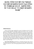 BẢNG TÓM TẮT ĐỀ TÀI “KHẢO SÁT HỒ SƠ KIỂM TOÁN TẠI CÔNG TY TNHH QUẢN LÝ - KIỂM TỐN – TƯ VẤN MAAC VÀ MỘT SỐ KIẾN NGHỊ”