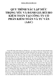 BẢNG TÓM TẮT ĐỀ TÀI  QUY TRÌNH XÁC LẬP MỨC TRỌNG YẾU VÀ ĐÁNH GIÁ RỦI RO KIỂM TOÁN TẠI CÔNG TY CỔ PHẦN KIỂM TOÁN VÀ TƯ VẤN (A&C)