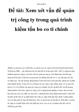 Tóm tắt đề tài: Xem xét vấn đề quản trị công ty trong quá trình kiểm tốn bo co ti chính 