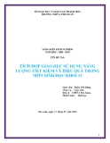 Đề tài: TÍCH HỢP GIÁO DỤC SỬ DỤNG NĂNG LƯỢNG TIẾT KIỆM VÀ HIỆU QUẢ TRONG MÔN SINH HỌC KHỐI 11