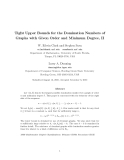 Báo cáo toán học: "Tight Upper Bounds for the Domination Numbers of Graphs with Given Order and Minimum Degree, II."