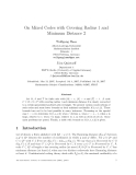 Báo cáo toán học: "On Mixed Codes with Covering Radius 1 and Minimum Distance 2"