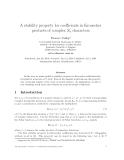 Báo cáo toán học: "A stability property for coeﬃcients in Kronecker products of complex Sn characters"