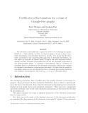 Báo cáo toán học: "Certiﬁcates of factorisation for a class of triangle-free graphs"