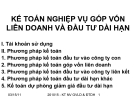 KẾ TOÁN NGHIỆP VỤ GÓP VỐN LIÊN DOANH VÀ ĐẦU TƯ DÀI HẠN 