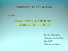 Chủ đề " PHÂN TÍCH SỰ THÍCH NGHI DINH DƯỠNG CỦA CÁ "