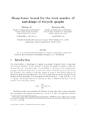 Báo cáo toán học: "Sharp lower bound for the total number of matchings of tricyclic graphs"