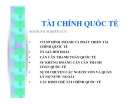 TÀI CHÍNH QUỐC TẾNỘI DUNG NGHIÊN CỨU:       CƠ SỞ HÌNH THÀNH VÀ