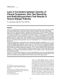 Báo cáo y học: "Lack of Correlation between Severity of Clinical Symptoms, Skin Test Reactivity, and Radioallergosorbent Test Results in Venom-Allergic Patients"