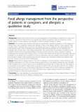 Báo cáo y học: "Food allergy management from the perspective of patients or caregivers, and allergists: a qualitative study"