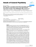 Báo cáo y học: "Quality of life in mentally ill, physically ill and healthy individuals: The validation of the Greek version of the World Health Organization Quality of Life (WHOQOL-100) questionnaire"