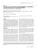 Báo cáo y học: "The value of animal models in predicting genetic susceptibility to complex diseases such as rheumatoid arthritis"