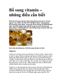 Bổ sung vitamin – những điều cần biết