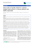 Báo cáo khoa học: "Early results of quality of life for curatively treated rectal cancers in Chinese patients with EORTC QLQ-CR29."