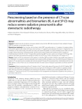 Báo cáo khoa học: "Prescreening based on the presence of CT-scan abnormalities and biomarkers (KL-6 and SP-D) may reduce severe radiation pneumonitis after stereotactic radiotherapy"