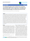 Báo cáo khoa học: "Circulating lymphocyte number has a positive association with tumor response in neoadjuvant chemoradiotherapy for advanced rectal cancer"