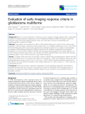 Báo cáo khoa học: " Evaluation of early imaging response criteria in glioblastoma multiforme"