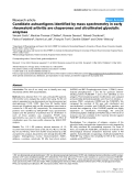 Báo cáo y học: "Candidate autoantigens identified by mass spectrometry in early rheumatoid arthritis are chaperones and citrullinated glycolytic enzyme"