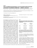 Báo cáo y học: "Use of methotrexate therapy is not associated with decreased prevalence of metabolic syndrome – authors’ respons"