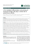 Báo cáo y học: "c-Fms-mediated differentiation and priming of monocyte lineage cells play a central role in autoimmune arthritis"