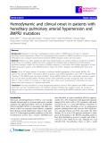 Báo cáo y học: " Hemodynamic and clinical onset in patients with hereditary pulmonary arterial hypertension and BMPR2 mutations"