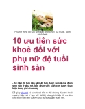 10 ưu tiên sức khoẻ đối với phụ nữ độ tuổi sinh sản