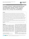 Báo cáo sinh học: "Correlation between antibutyrylcholinesterasic and antioxidant activities of three aqueous extracts from Tunisian Rhus pentaphyll"