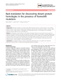 Báo cáo sinh học: " Back-translation for discovering distant protein homologies in the presence of frameshift mutations"