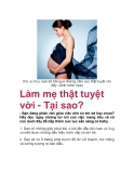 Làm mẹ thật tuyệt vời - Tại sao?