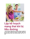 Lập kế hoạch mang thai khi bị tiểu đường