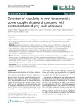 Báo cáo y học: "Detection of vascularity in wrist tenosynovitis: power doppler ultrasound compared with contrast-enhanced grey-scale ultrasound"