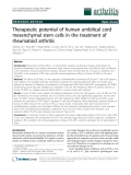 Báo cáo y học: "Therapeutic potential of human umbilical cord mesenchymal stem cells in the treatment of rheumatoid arthritis"