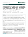 Báo cáo y học: "Association of serum markers with improvement in clinical response measures after treatment with golimumab in patients with active rheumatoid arthritis despite receiving methotrexate: results from the GO-FORWARD study"