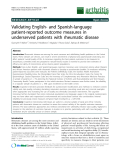 Báo cáo y học: "Validating English- and Spanish-language patient-reported outcome measures in underserved patients with rheumatic disease"