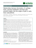 Báo cáo y học: "Relationships between biomarkers of cartilage, bone, synovial metabolism and knee pain provide insig"