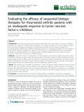 Báo cáo y học: "Evaluating the efficacy of sequential biologic therapies for rheumatoid arthritis patients with an inadequate response to tumor necrosis factor-a inhibitor"