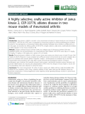 Báo cáo y học: " A highly selective, orally active inhibitor of Janus kinase 2, CEP-33779, ablates disease in two mouse models of rheumatoid arthritis"