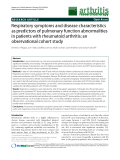 Báo cáo y học: "Respiratory symptoms and disease characteristics as predictors of pulmonary function abnormalities in patients with rheumatoid arthritis: an observational cohort study"